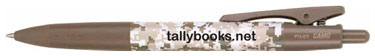 camouflage print ball point pen with tallybooks.net imprint