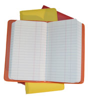 red orange and yellow vinyl waterproof tally books